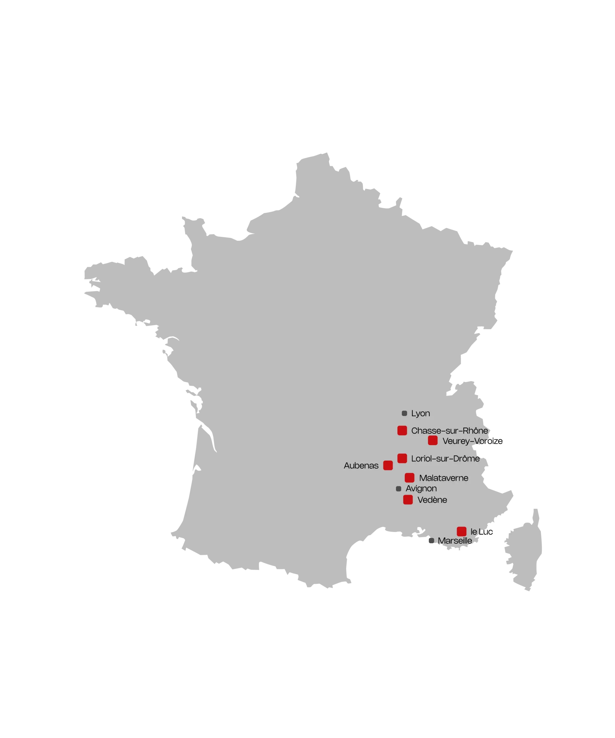 Carte des implantations de TPS